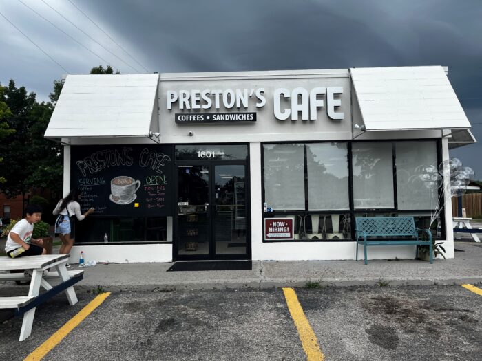 Preston's Cafe downtown Plano exterior