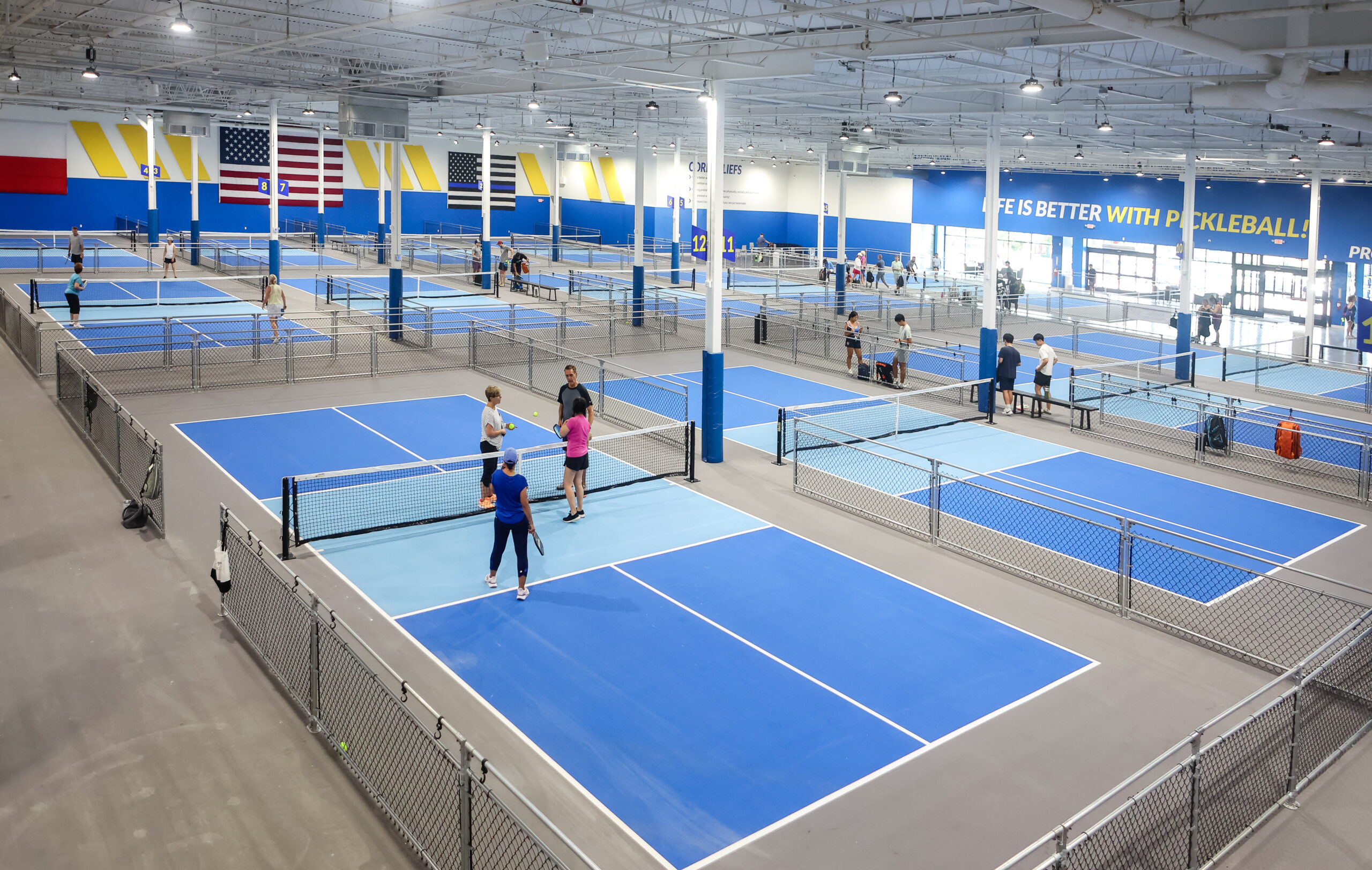 Pickleball Kingdom courts view from mezzanine - Photos by CS9Sports